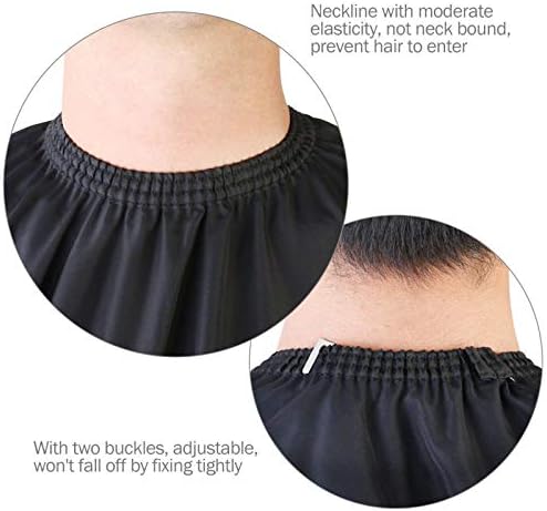 Side view of the premium personalized hairdressing cape on a salon client
