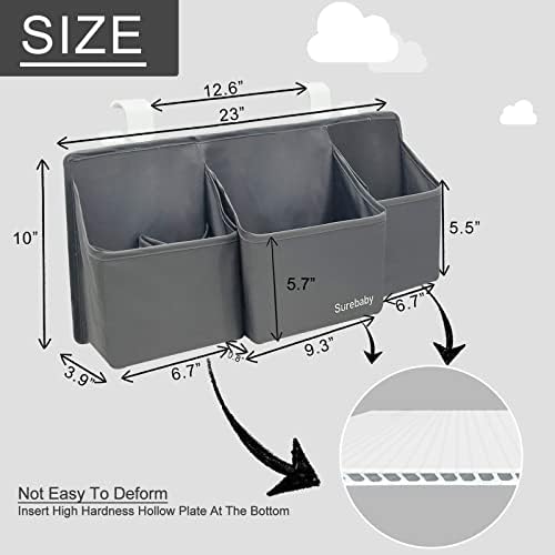 Surebaby grey diaper caddy folded flat for travel