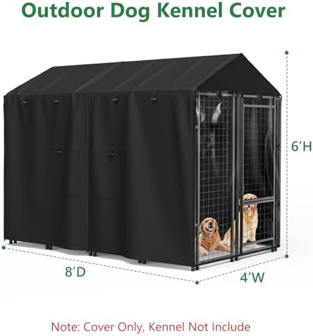 Black 400D Oxford fabric pet shelter cover with roll up zippered ventilation mesh panels open