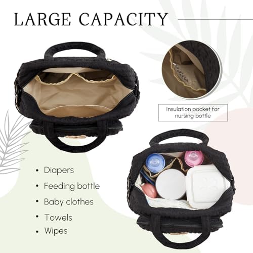 Lushandy small travel diaper bag interior storage compartment layout