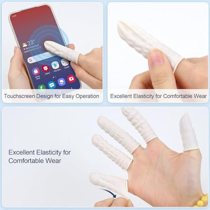 Anti static powder free finger covers being used for electronic repair work.