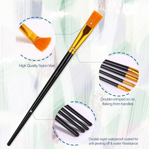 Assorted shapes including round, flat, and filbert tips from the DOMMARE imported watercolor brush collection.