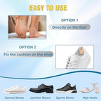 Comparison view of the cushion thickness designed to prevent rubbing and foot blisters caused by new shoes.