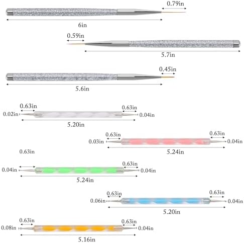 Close up of double ended nail dotting pens showing different ball tip sizes