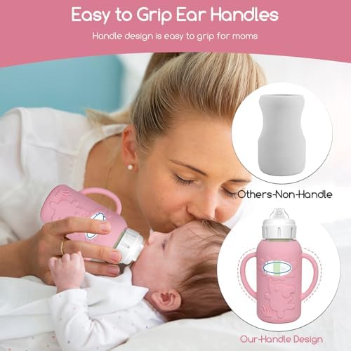 Durable BPA free silicone sleeve for glass infant bottles
