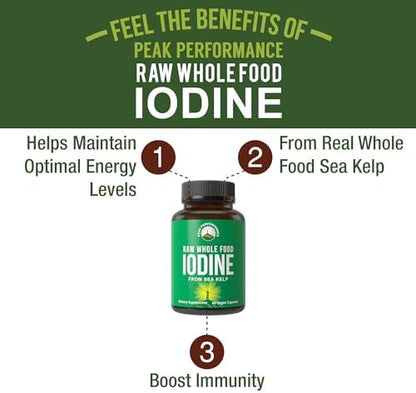 Peak Performance organic sea kelp thyroid supplement nutrition facts label showing ingredients