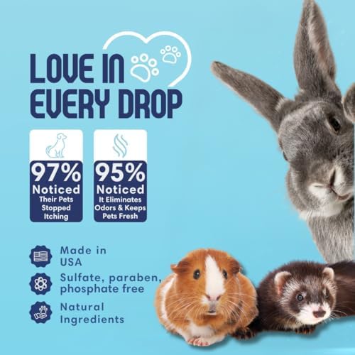 Scrubby Tails premium USA imported rabbit and ferret grooming wash packaging representation.