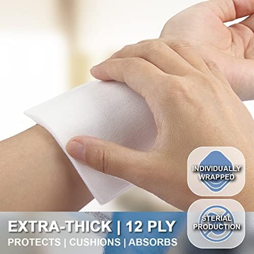 EVERLIT non woven four by four inch large gauze pad highlighting lint free textured surface