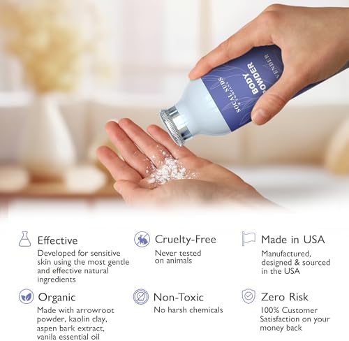 Eco-friendly non-toxic body powder packaging from SoCal Suds & Company.
