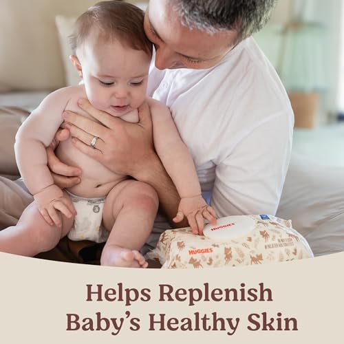 Back label illustration of Huggies Calm wipes detailing ingredients like oat extract and aloe vera.