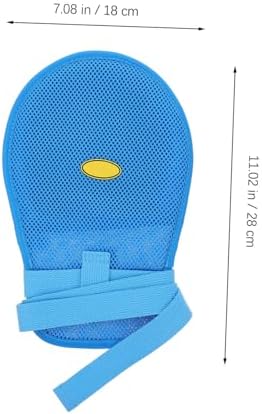 Close up of the hook and loop fastener strap on a medical safety mitt.