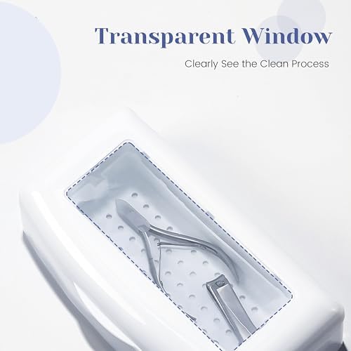 White plastic manicure tool cleaning container for salon use