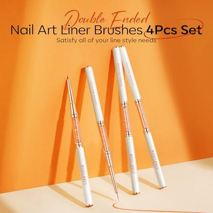 Modelones dual ended nail brush set with crystal handles