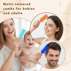 Yolev dandruff removal comb being used for newborn baby scalp care.