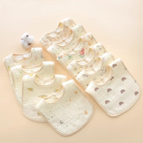 Mukin baby bibs 10 pack neatly stacked
