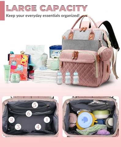 Lamroro diaper backpack displayed with foldable changing pad