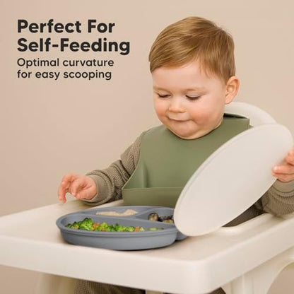 Side view of PrepGrip suction base on toddler plate