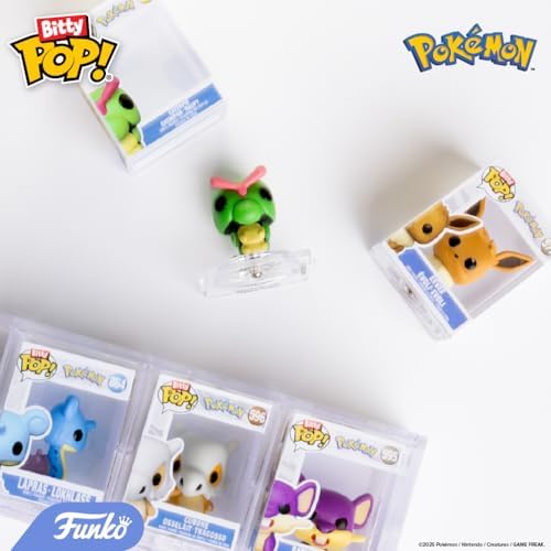 Funko Bitty Pop Pokemon set showing the stacking mechanism of the display boxes