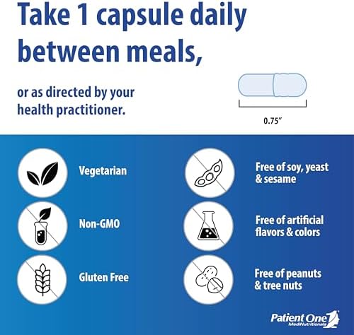 Patient One antioxidant capsules bottle side angle view