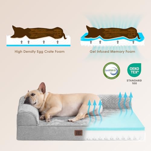 EHEYCIGA Orthopedic Dog Bed Medium Size Dogs, Memory Foam Dog Bed with Washable Removable Cover, Waterproof Pet Sofa Couch for Crate with Nonskid Bottom, 30x20x6, Grey - Image 5