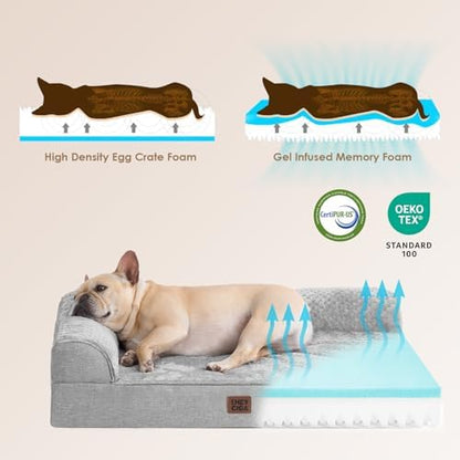 EHEYCIGA Orthopedic Dog Bed Medium Size Dogs, Memory Foam Dog Bed with Washable Removable Cover, Waterproof Pet Sofa Couch for Crate with Nonskid Bottom, 30x20x6, Grey - Image 5