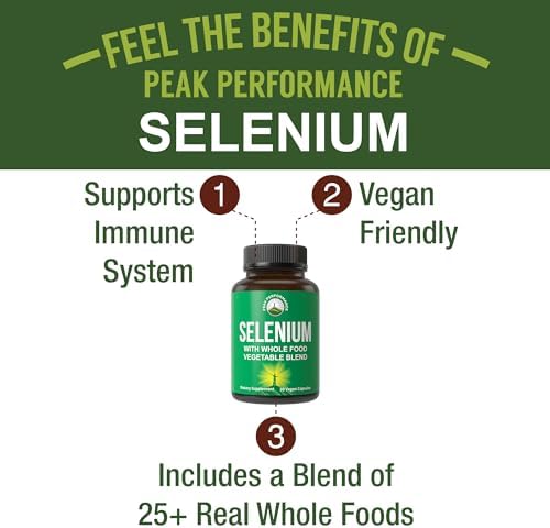Peak Performance Selenium 120 mcg vegan capsules nutritional facts label