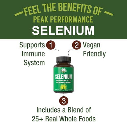 Peak Performance Selenium 120 mcg vegan capsules nutritional facts label