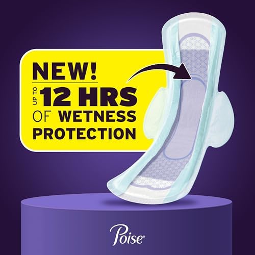 Poise Overnight Incontinence Pads side angle view highlighting the ultra thin design and stay in place wings