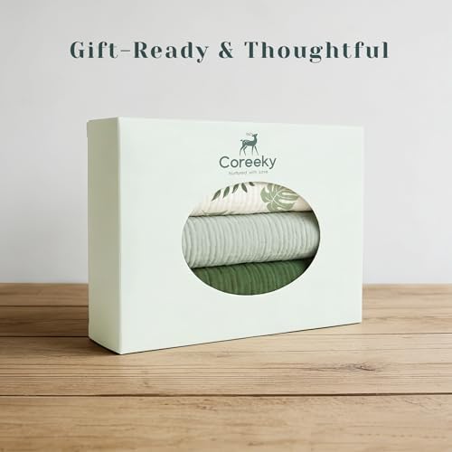 Three pack assortment of Coreeky muslin covers for boys and girls lifestyle setup