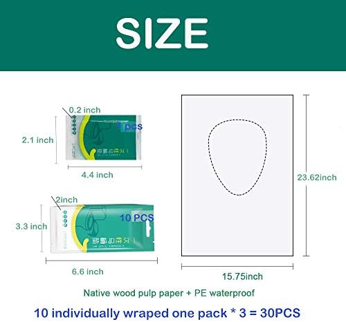 Ditind extra large disposable toilet mat applied onto a public restroom toilet demonstrating full coverage safety.