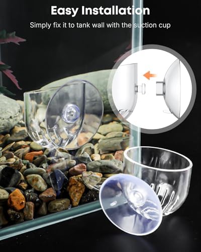 Pawfly suction cup aquarium plant pot side profile demonstrating secure attachment to a clean glass wall.