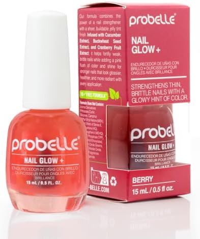Probelle Nail Glow Plus bottle showing the berry jelly tint shade