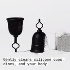 Flex pH balanced cleanser for silicone period discs and body care.