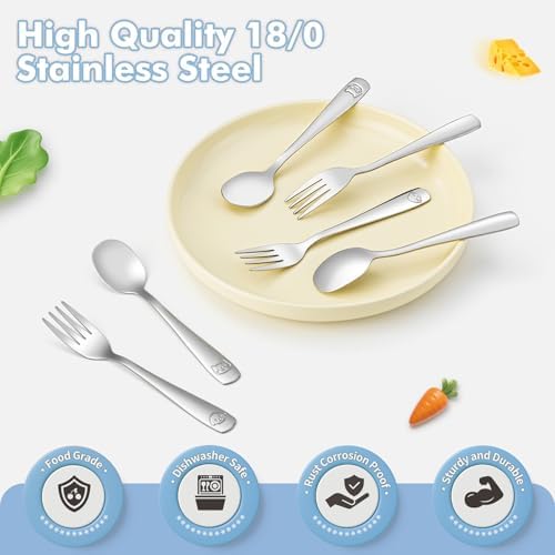 Drkio 6 piece children flatware set for self-feeding