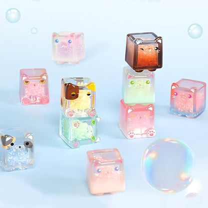 Glow in The Dark Figure, Square Cat Series Blind Box (5 Figures per Box) Random Style Action Figure Cute Blind Bag Collectible Toys - Mini Figures Mystery Box for Cat Lovers Birthday Gift & Desk Decor - Image 7