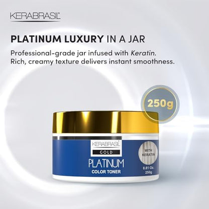 Imported Kerabrasil blonde enhancing formula text details for damaged hair repair.