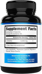 Supplement facts label showing 3000mg serving size and nutritional information