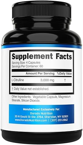 Supplement facts label showing 3000mg serving size and nutritional information