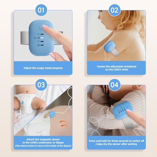 Waterproof nighttime bed wetting sensor device layout with adjustable wristband