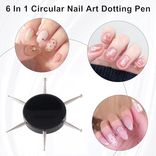 Close up of 6-in-1 circular nail dotting pen handle