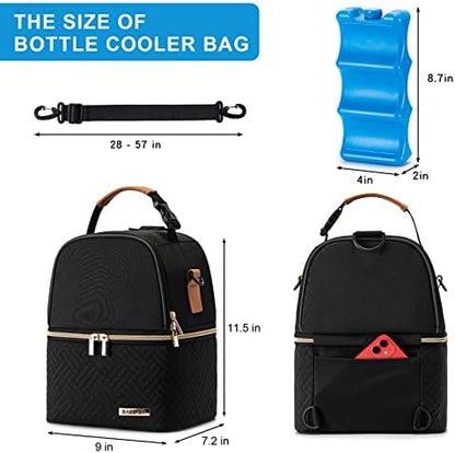 Babeyer travel cooler bag for nursing moms with leather handle