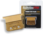 Close up of gold titanium finish on BaBylissPRO trimmer blade