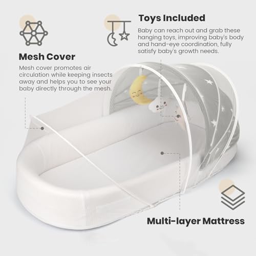 Bnakkon travel bed folded compactly into a wearable grey backpack for outdoor portability