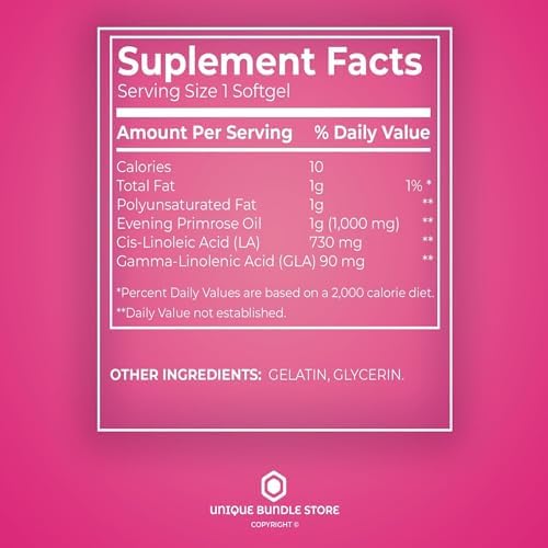 Authentic STS Home evening primrose oil 1000mg capsules for hormonal balance and skin hydration.