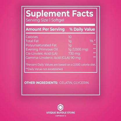 Authentic STS Home evening primrose oil 1000mg capsules for hormonal balance and skin hydration.