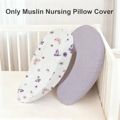 Baby feeding pillow with Little Grape Land muslin cover applied