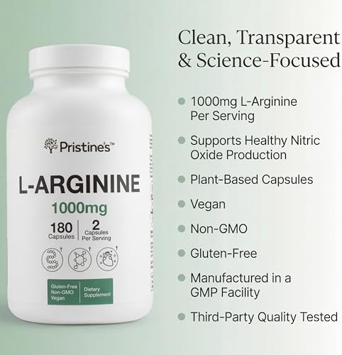 Pristine's nitric oxide support bottle side ingredient panel