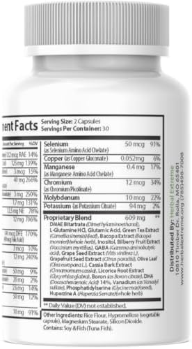 Herbal Extreme brain and focus formula veggie capsules daily supplement display