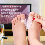 Soft gel bunion protector shield being stretched to show material flexibility.