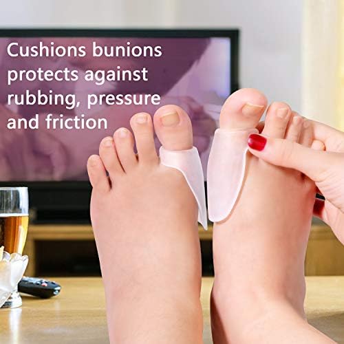Soft gel bunion protector shield being stretched to show material flexibility.